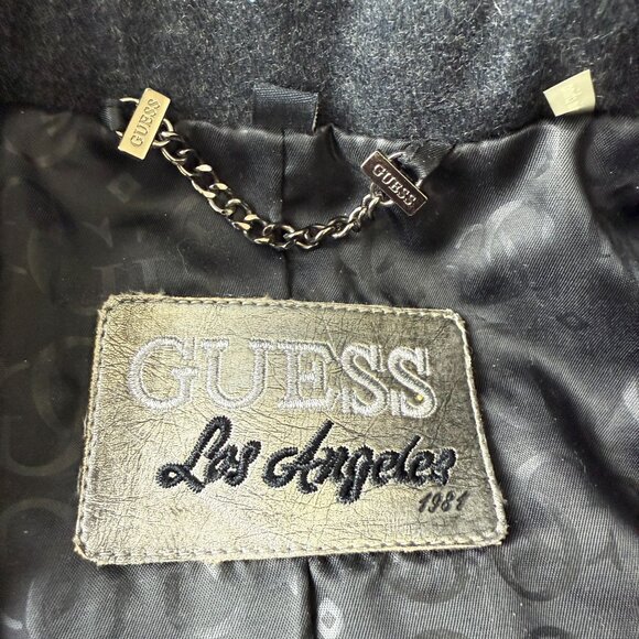 Guess Womens NWT Wool Blend Peacoat Jacket Size Medium Charcoal Double-Breasted - Picture 3 of 13